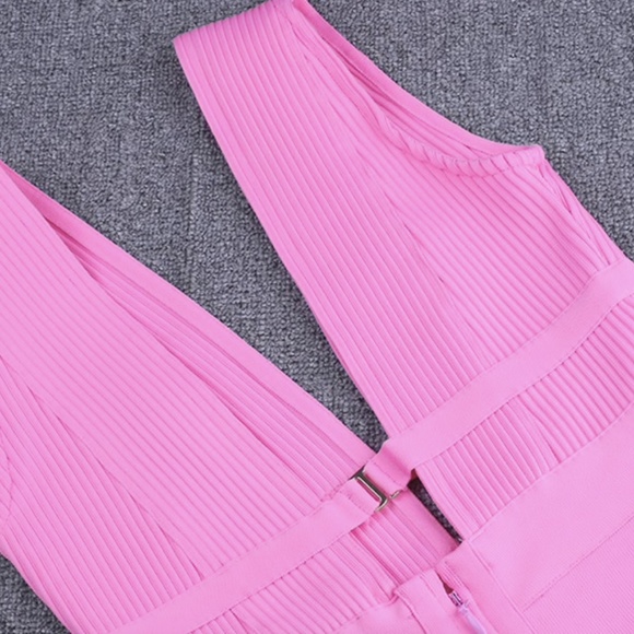 Women Hollow Cut Out Bandage Dress New Sexy Pink - Picture 6 of 6